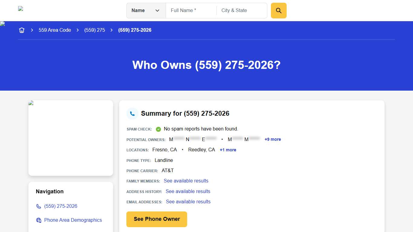 (559) 275-2026 Reverse Phone Lookup Anywho
